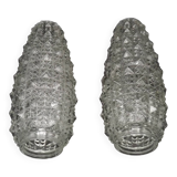 Pair of Vintage Cut Glass Retro Replacement Shades for Chandeliers/Wall Lights