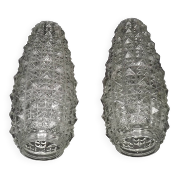 Pair of Vintage Cut Glass Retro Replacement Shades for Chandeliers/Wall Lights