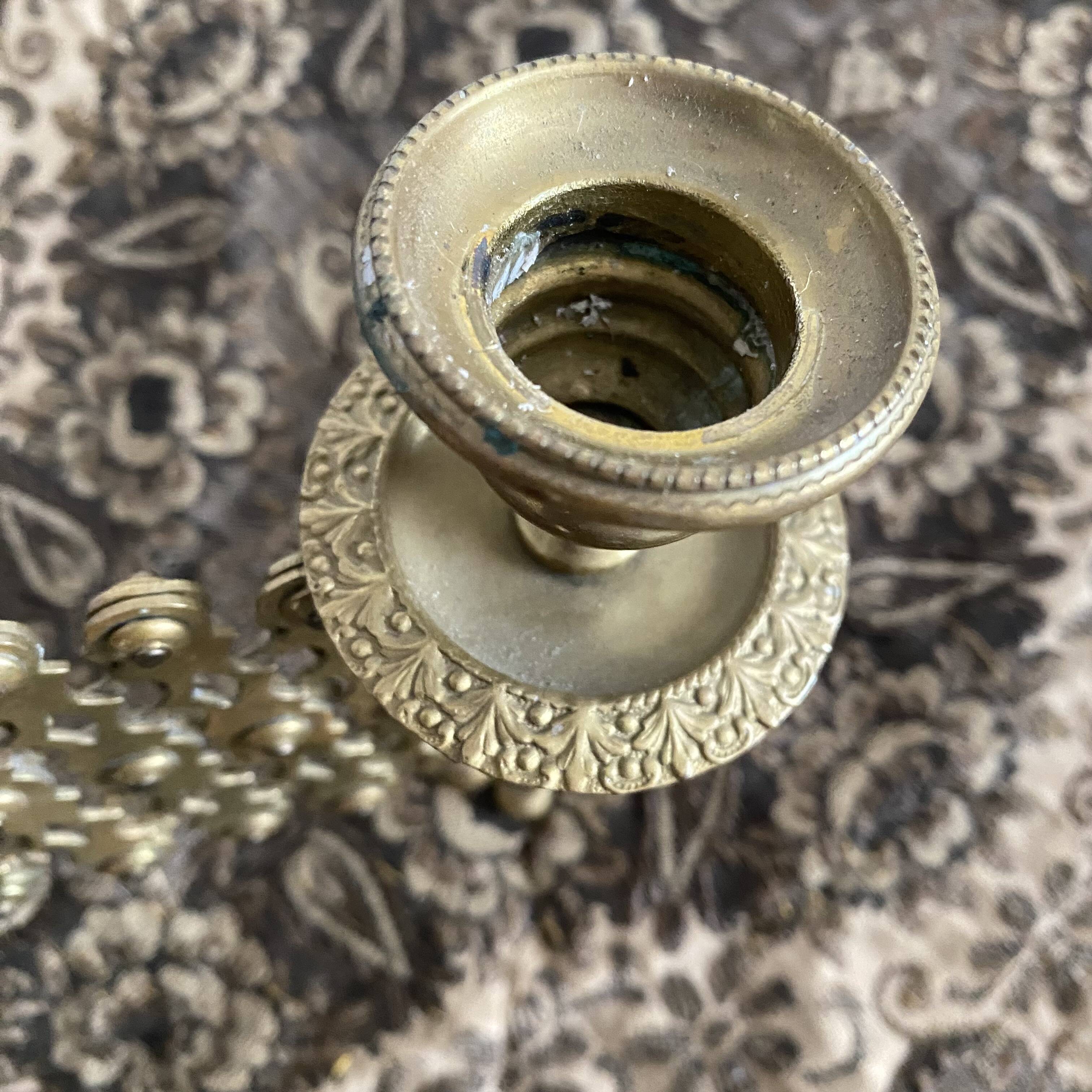 Antique extendable brass wall sconce