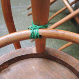 4 old fischel bentwood chairs and pyrograved pattern