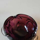 Murano pocket emptier. Organic/Corolla floral design. In purple blown glass. Diam 15 cm