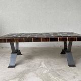 Table basse faïence et fer forgé mid century