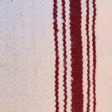 burgundy and white striped cushion in handmade wool