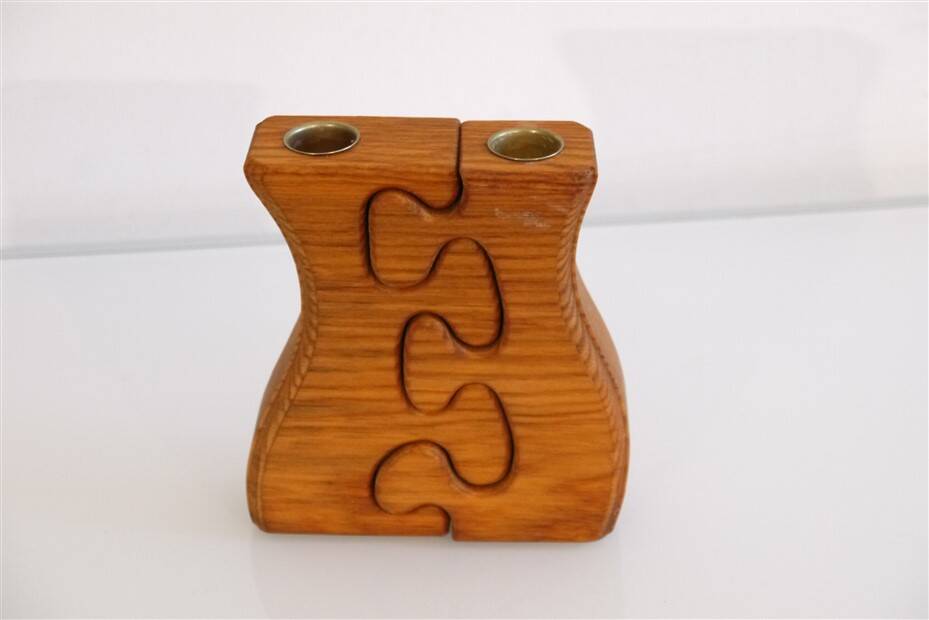 Pair of Swedish wooden candlesticks 1970