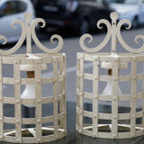 Pair wall lamps lanterns metal white