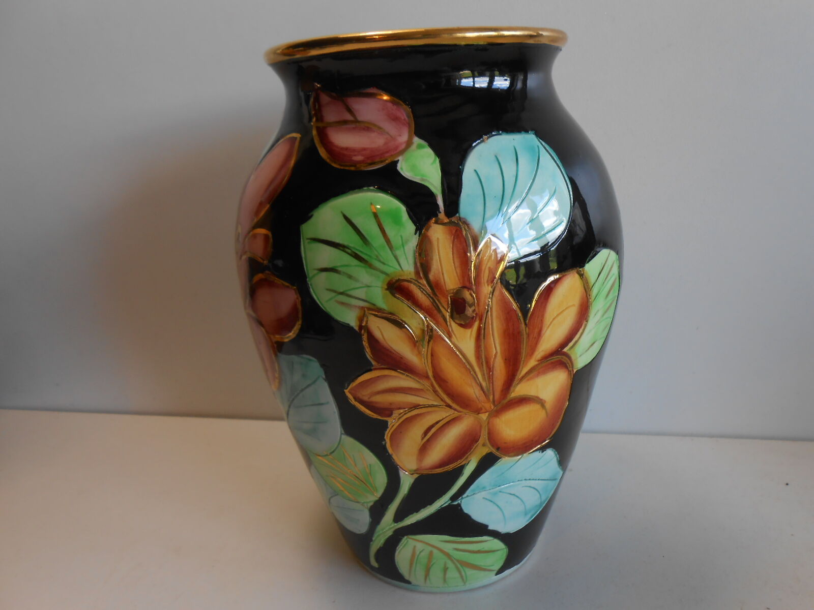 Vase polychrome vallauris jtf floral 50