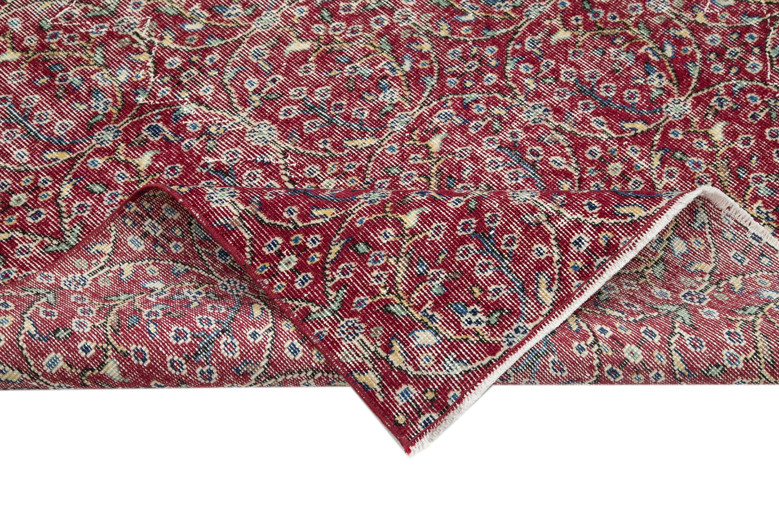 Hand-knotted vintage turkish red carpet 165 cm
