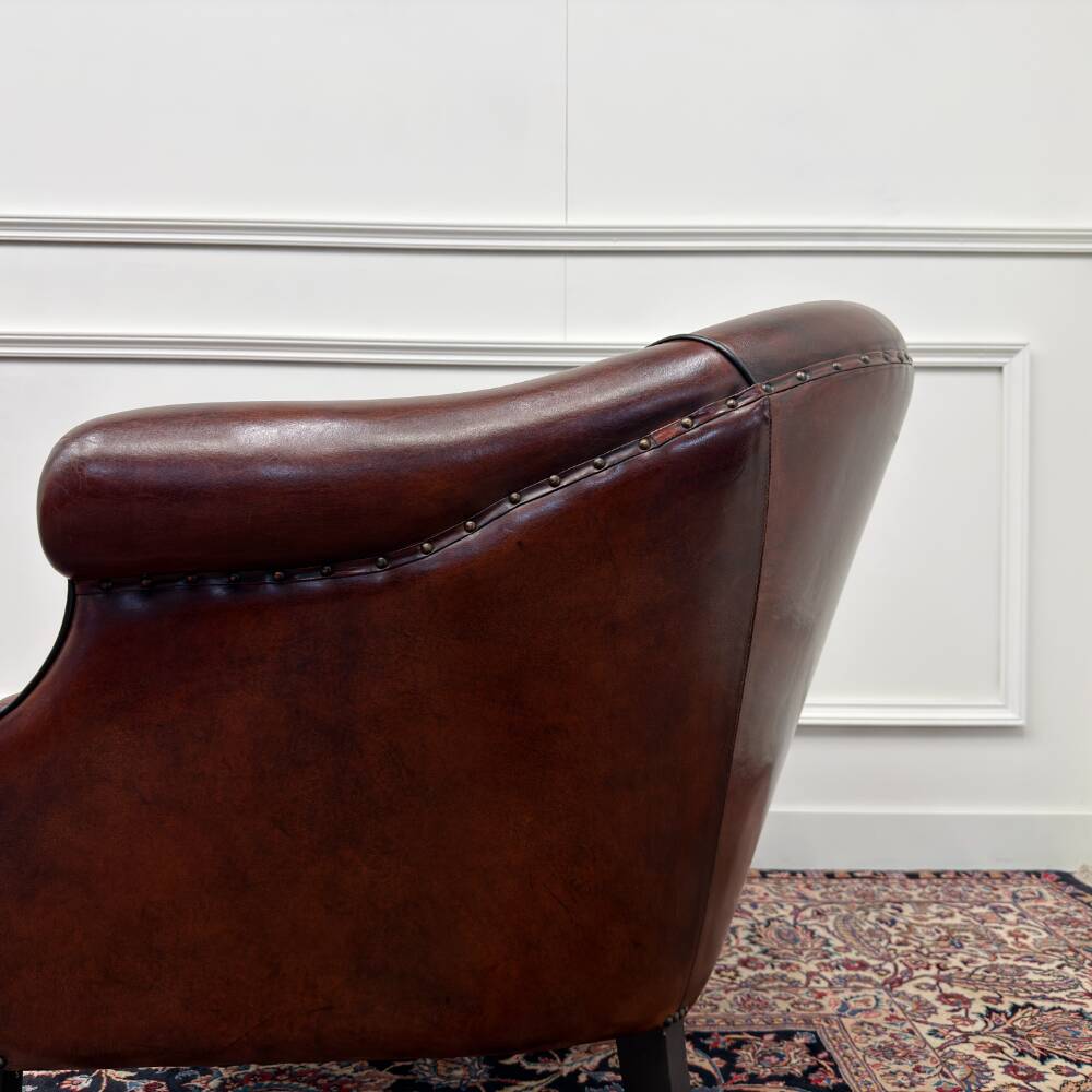Classic English Sheepskin Leather Armchairs