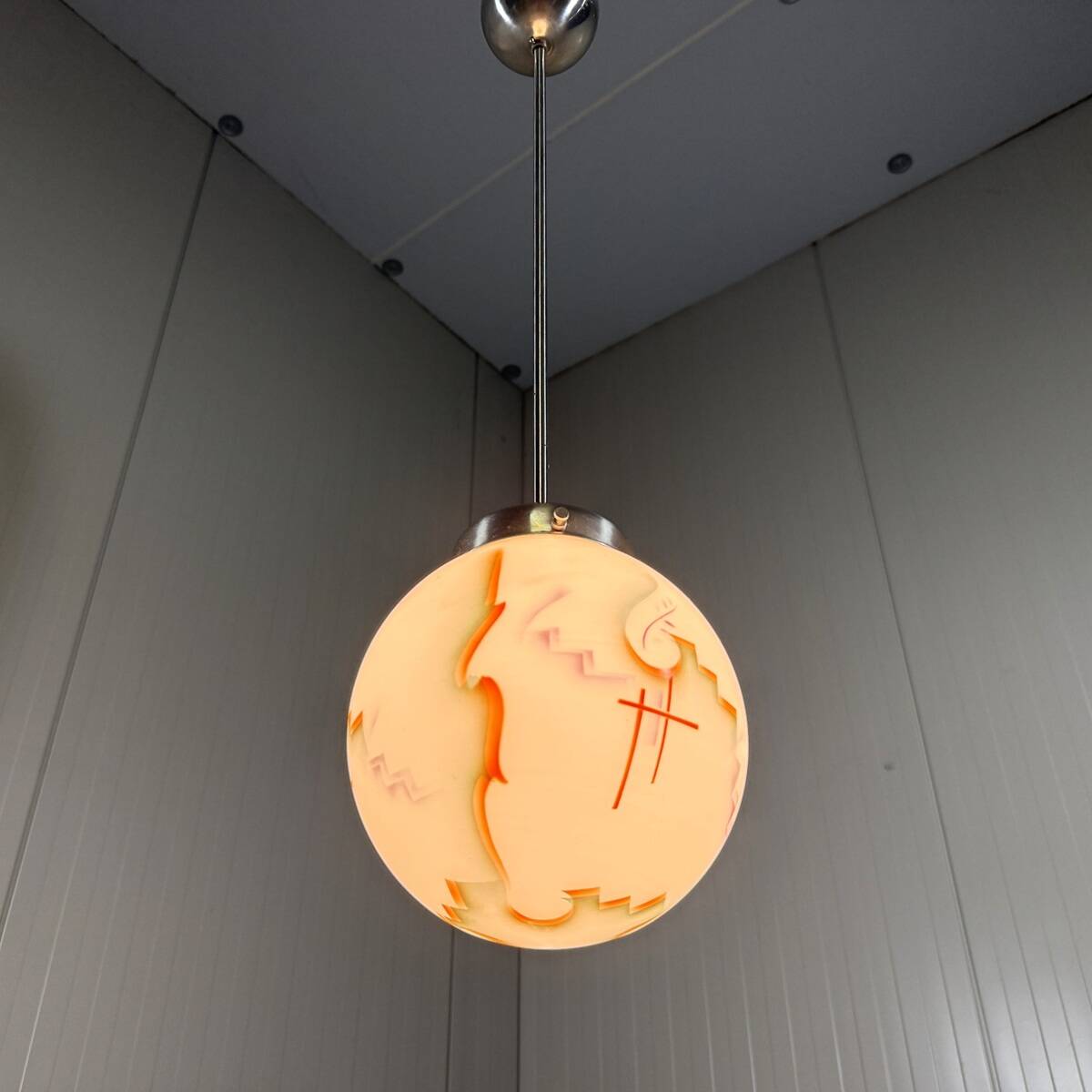 Suspension Art Déco en verre, années 1930