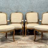 Set of Louis XV style seats in molded and carved wood circa 1900