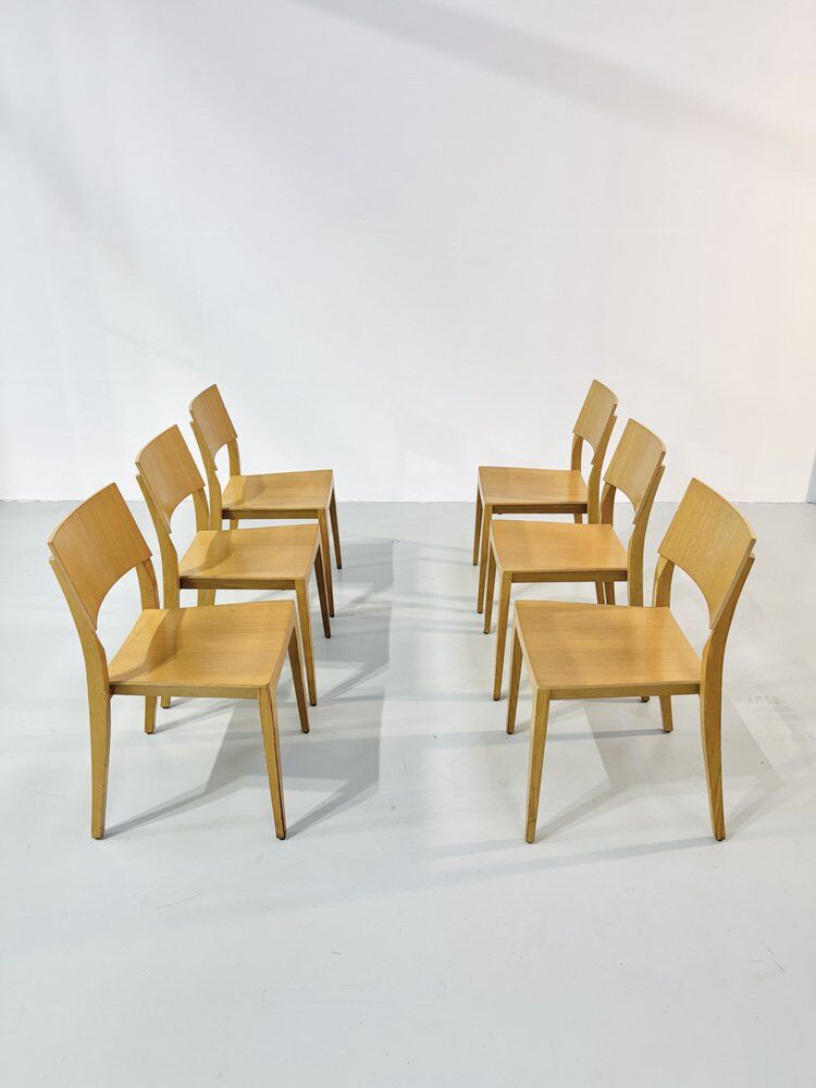 Danish beech dining chairs, 1980s, set of 6