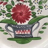 Assiette faience ancienne décor panier & oiseau