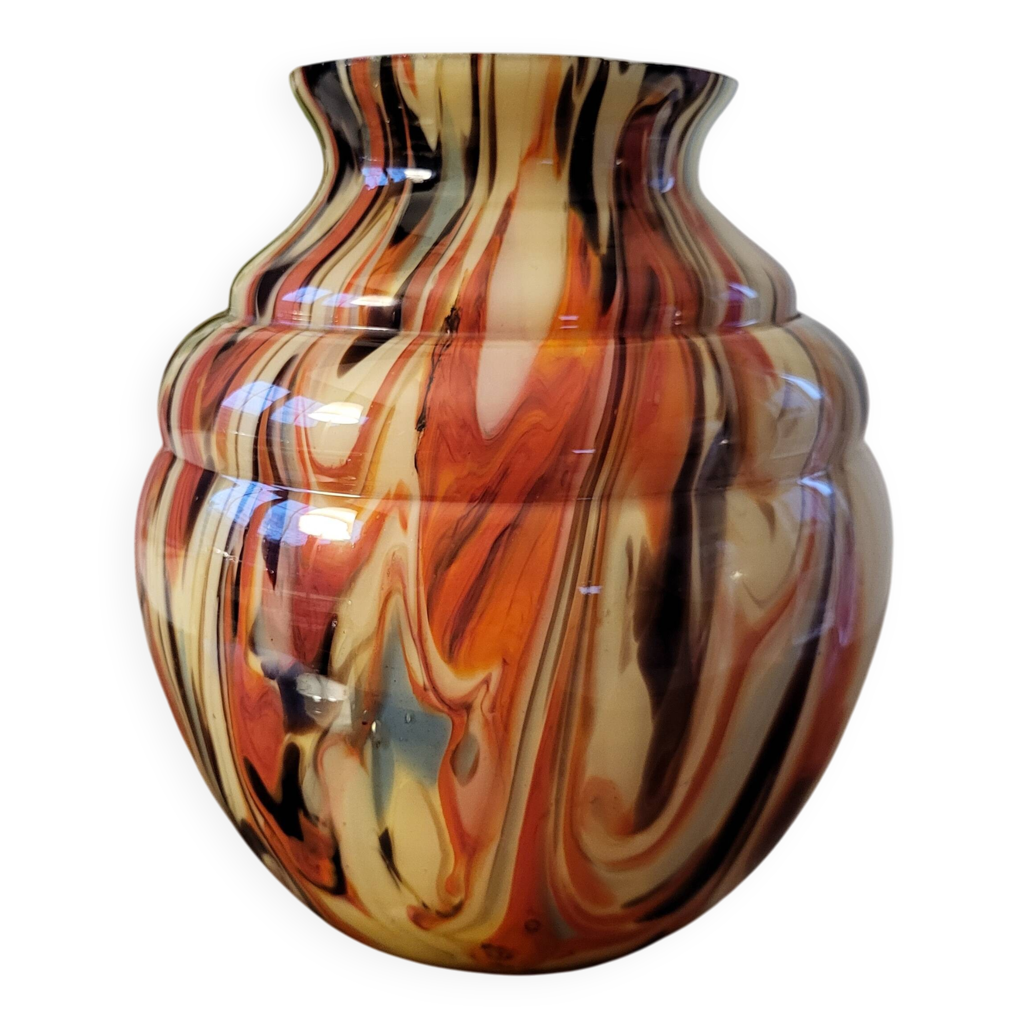 Art deco opaline glazen vaas, Verreries de Scailmont België