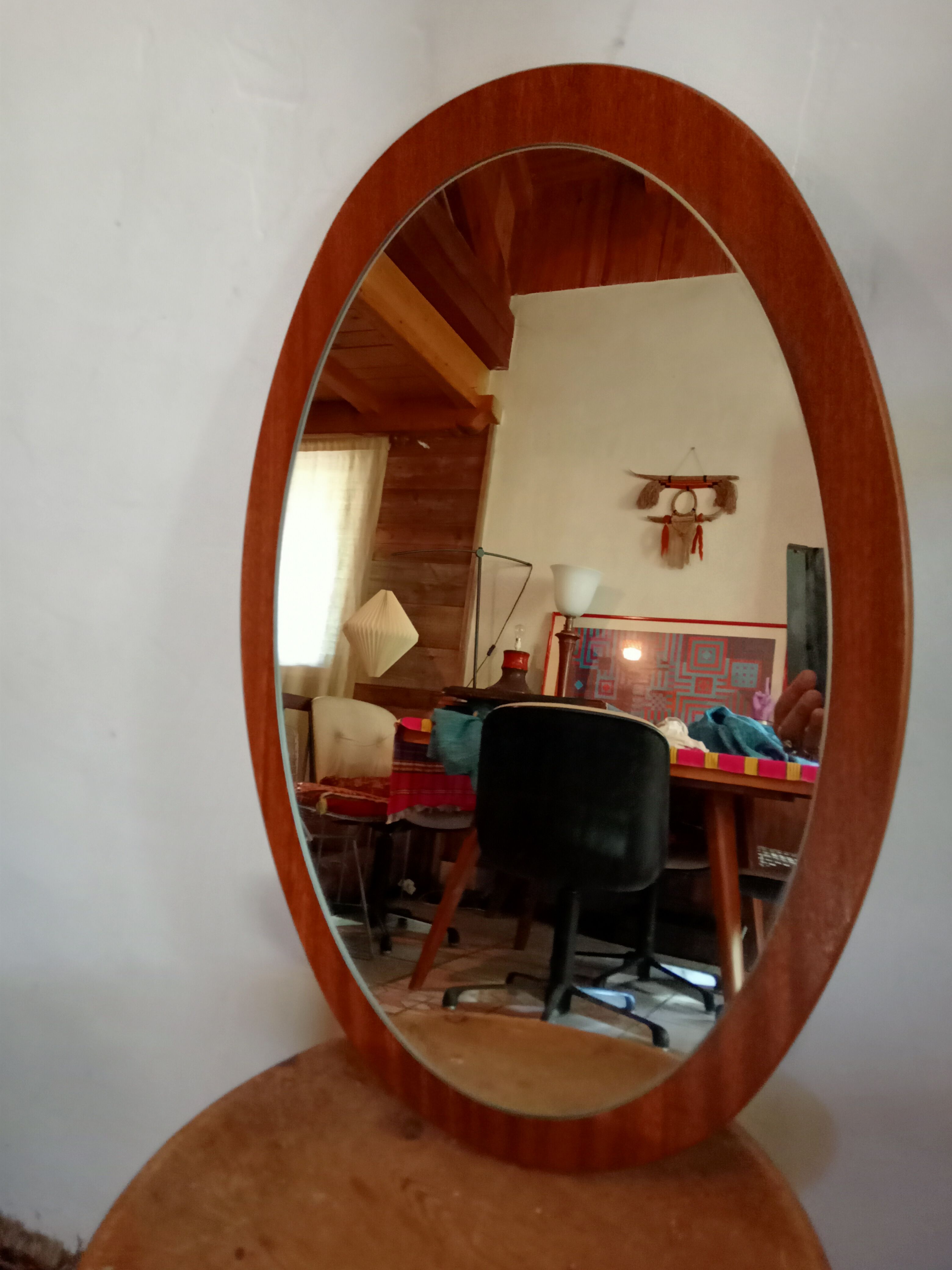 Danish Scandinavian oval mirror 60s