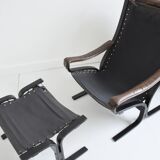 Siesta armchair with its ottoman by Ingmar Relling for Westnofa 1960s