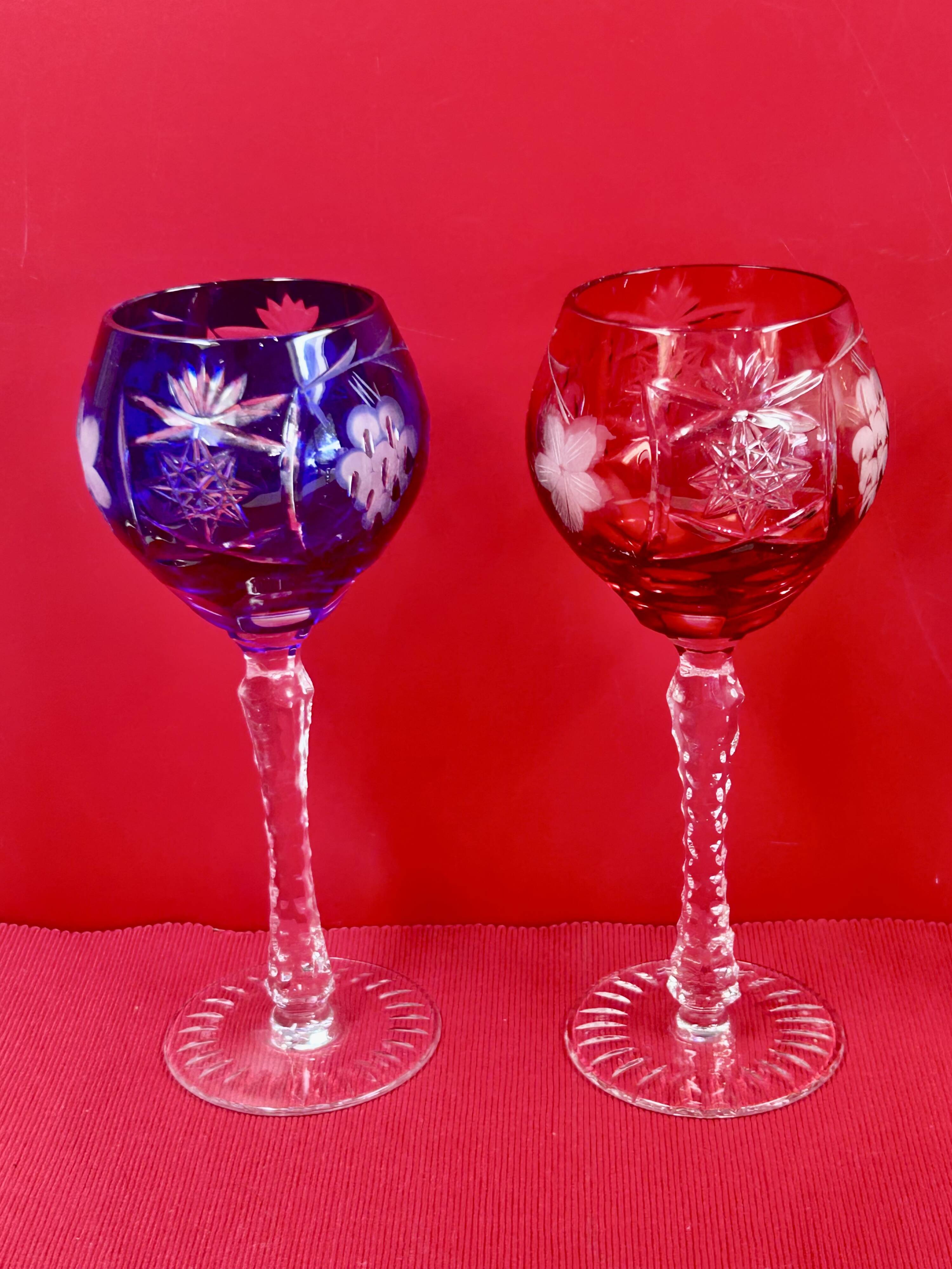 Rhin Wine Glasses Roemer Cut Crystal Colours 21 cm Lorraine Crystal