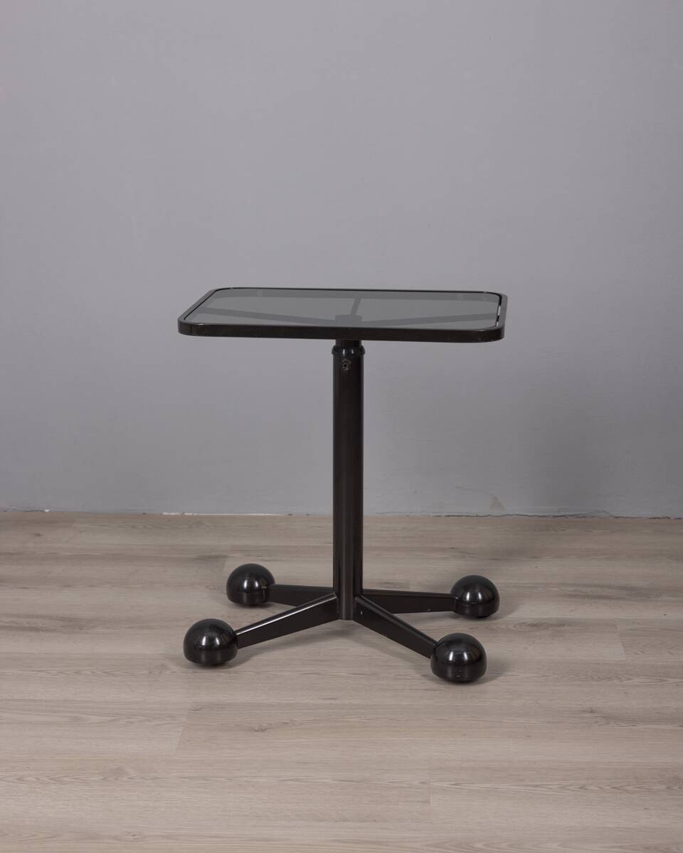 Vintage 1970s side table trolley in black metal and glass by allegri parma
