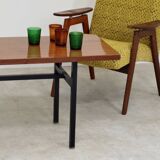 Table basse en métal et bois, ex Tchécoslovaquie 1970
