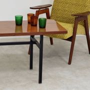 Metal and wood coffee table, former Czechoslovakia 1970