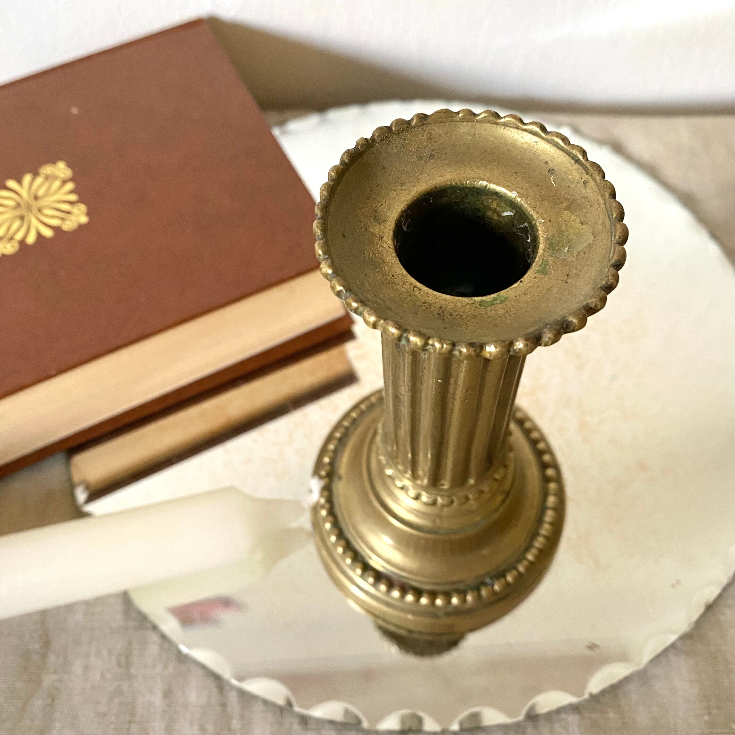 Column brass candle holder