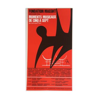 Alexander calder (d'après), fondation maeght, 1974. affiche originale en lithographie