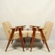 Vintage armchair oak wood yellow melange 1962 design by Chierowski renovated