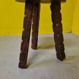 French Wooden Tripod Stool From The 1970s