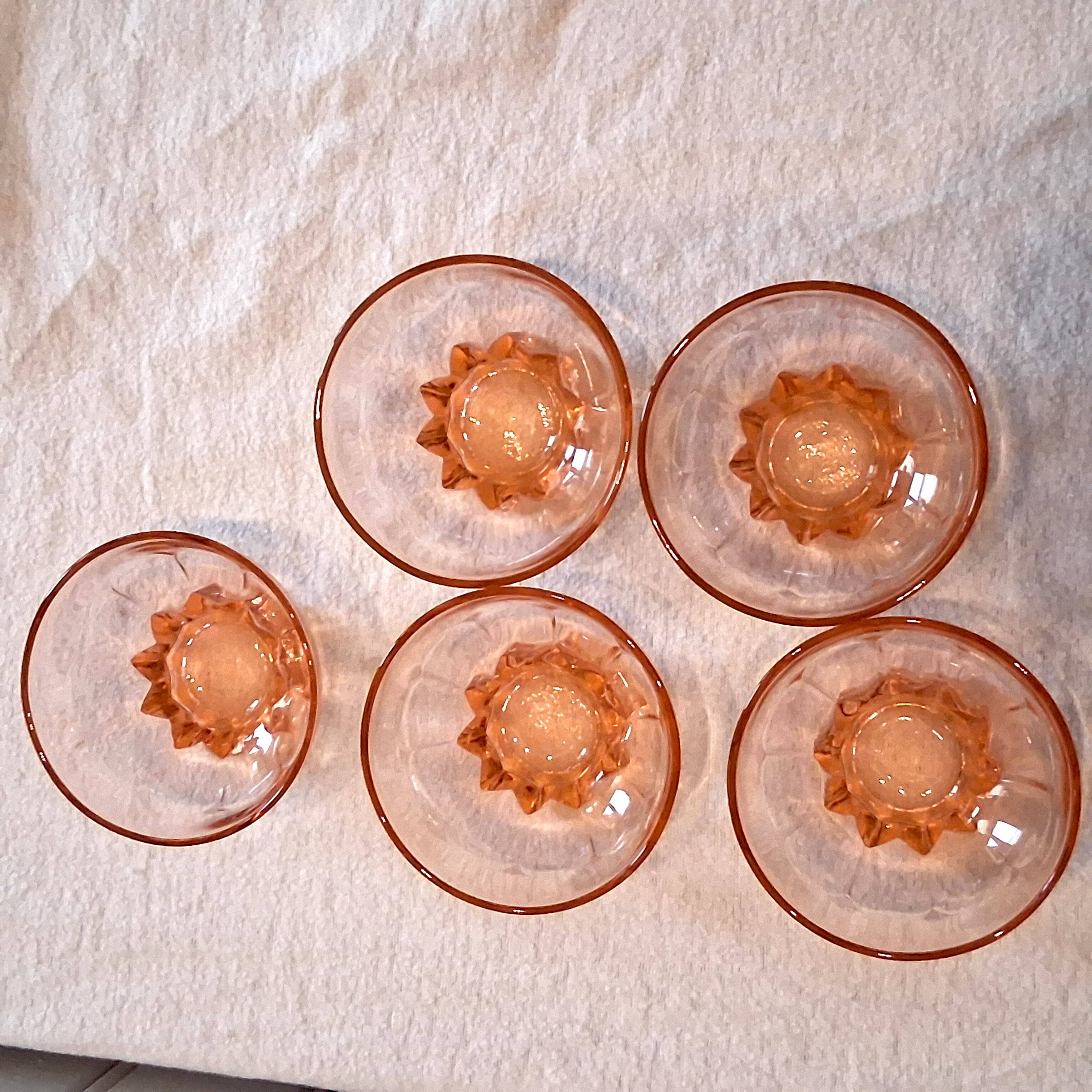 5 vintage thick glass ice cream or champagne coupes