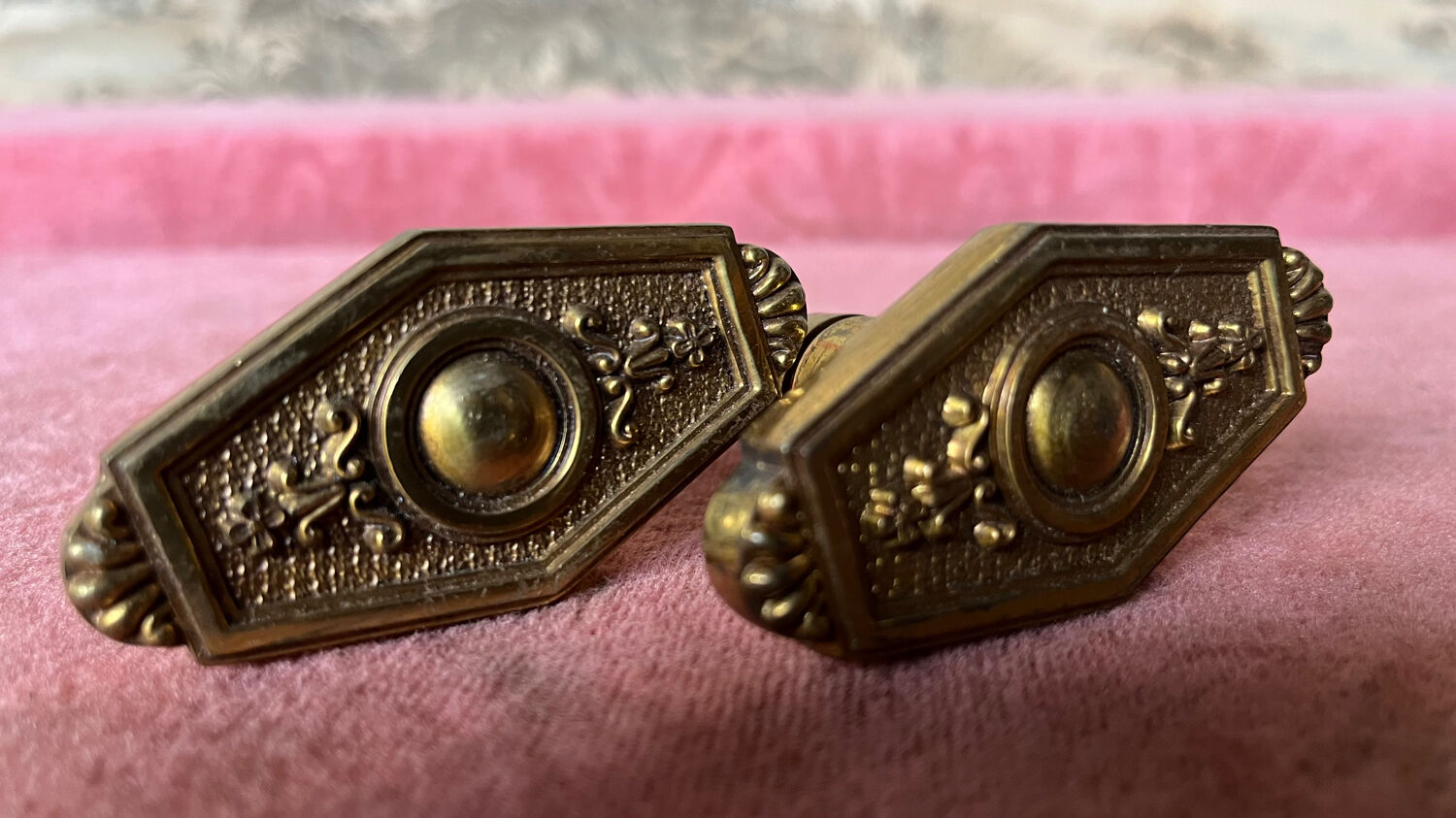 Pair of antique bronze handles