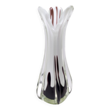White and Purple Hand Blown Sommerso Glass Vase by Fratelli Toso, Italy