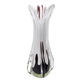 White and Purple Hand Blown Sommerso Glass Vase by Fratelli Toso, Italy