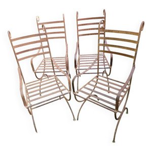 4 fauteuils en fer forgé