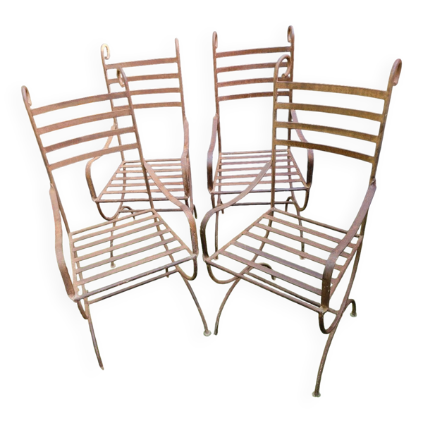 4 fauteuils en fer forgé