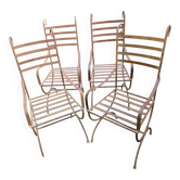 Set of 4 wrought iron armchairs