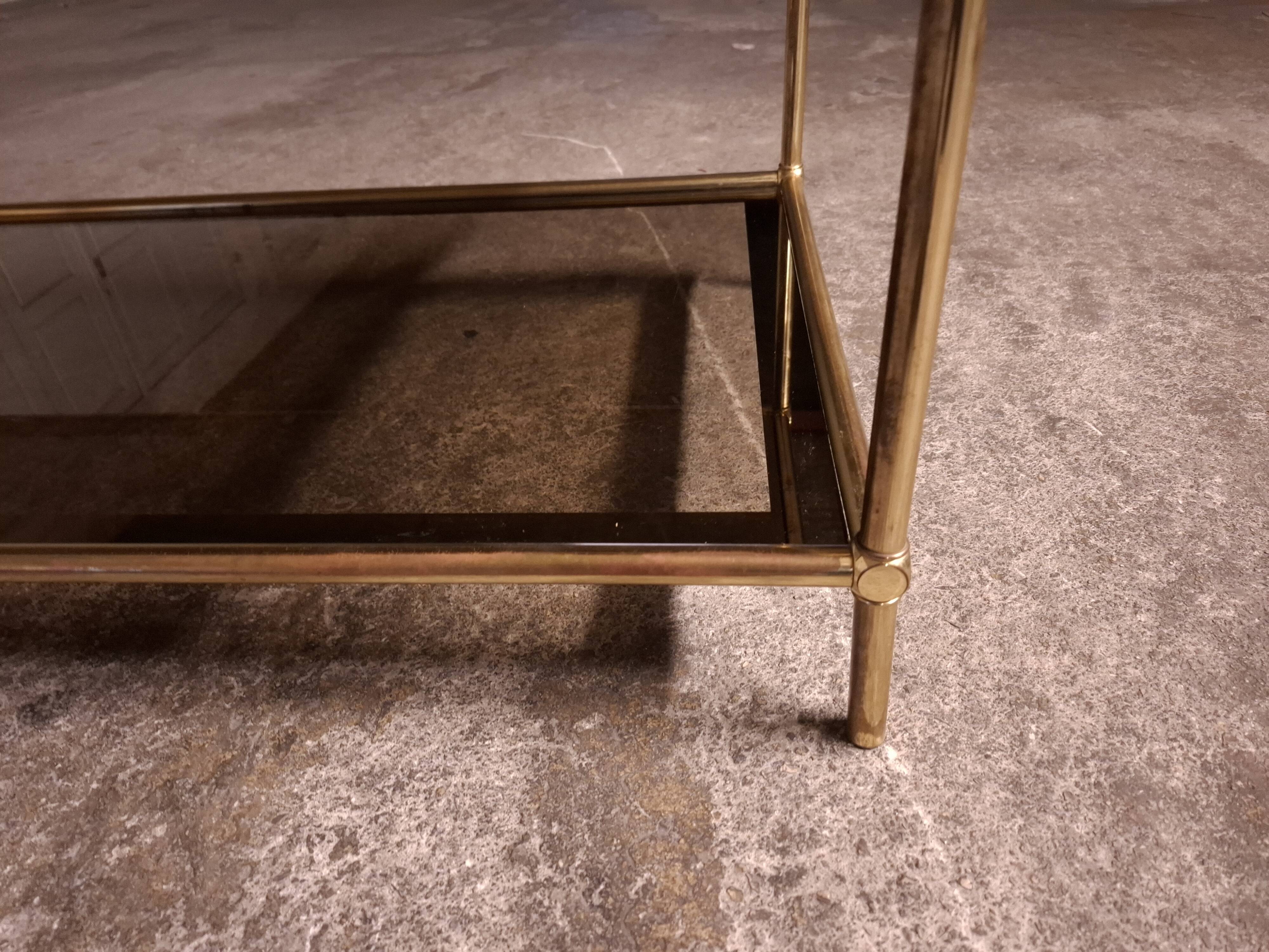 Vintage 80's brass coffee table, glass tops