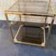 End of sofa 3 trays in smoked glass and brass-frame 70 year