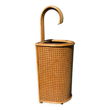 Vintage wicker and cane umbrella stand