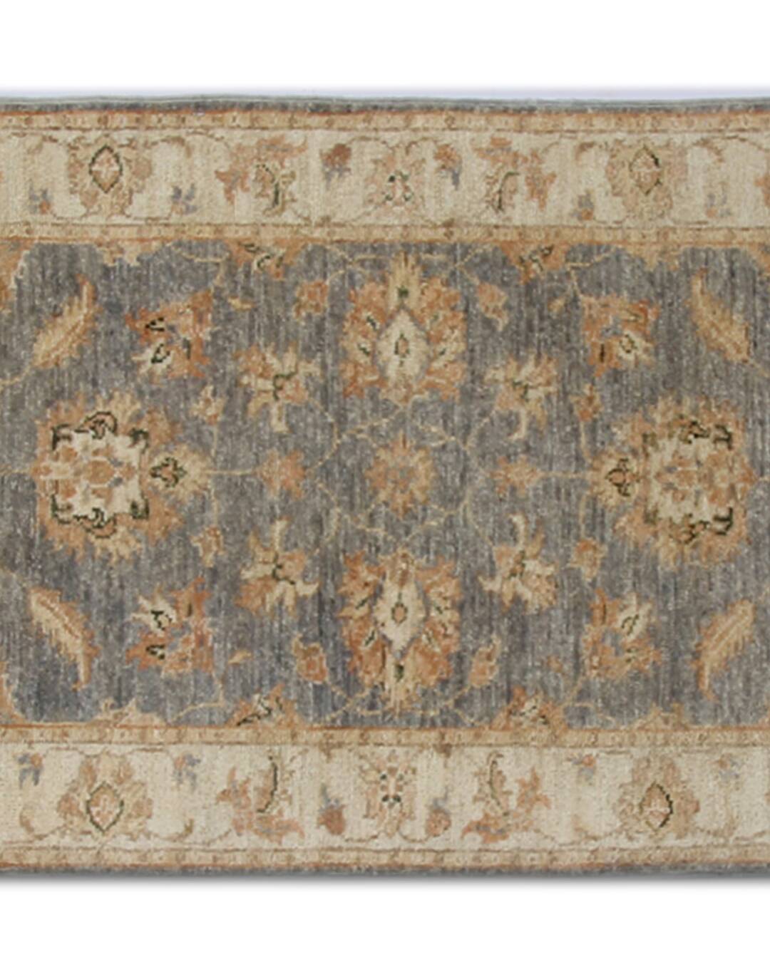 Handmade Beige & Grey Wool Runner Rug, Oriental Hallway Carpet 70x292 cm
