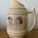 Old pitcher cazalas paule douau ceramic beige basque couple vintage