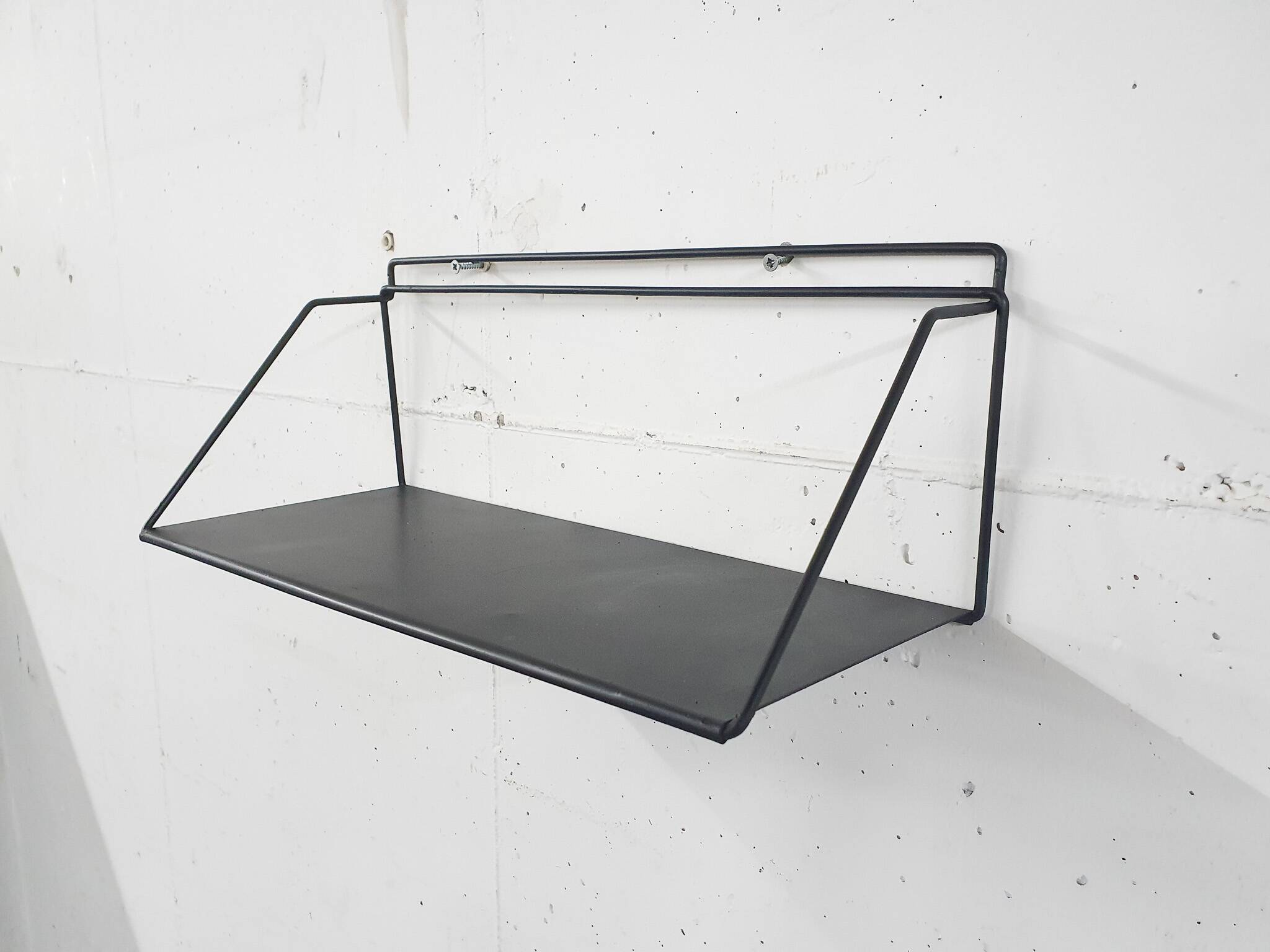 Vintage black metal bookshelf, The Netherlands 1960's