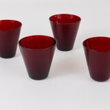 Quatre verres à boire Kartio de Kaj Franck style milieu du siècle par Nuutajarvi Nottsjo Finlande