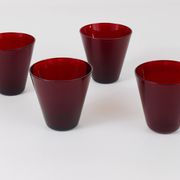 Four Kartio drinking glasses by Kaj Franck, mid-century style, from Nuutajärvi Nottsjö, Finland.