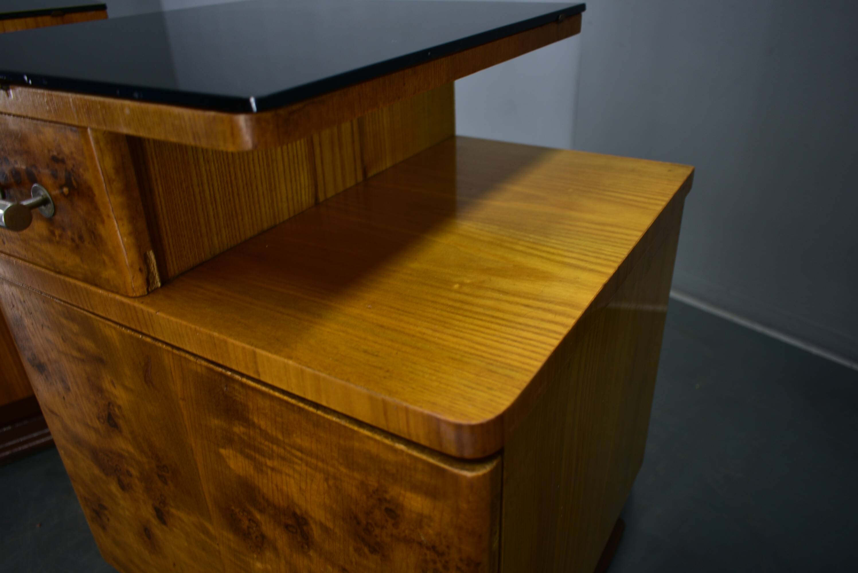 1942s set of bedside tables by Jindrich Halabala, Czechoslovakia