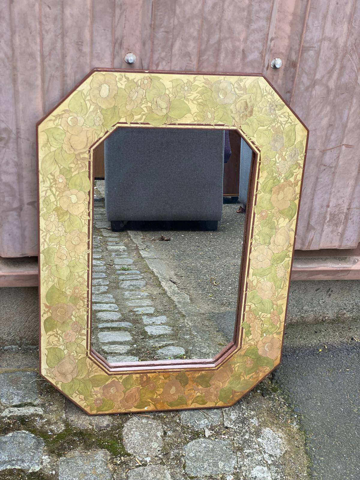 Vintage octagonal mirror from the 80s, 70x50cm.