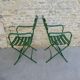 Pair of garden chairs, metal with wooden slats, folding