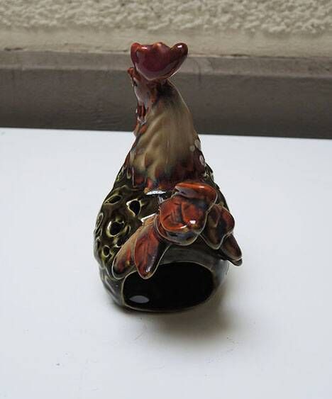 Old ceramic rooster tealight candle holder