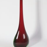 Sommerso drop vase in red and green, Murano 1950