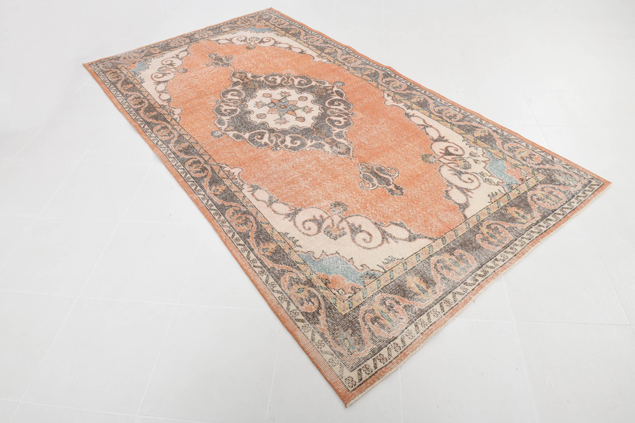 Pale Red & Brown Large Antique Turkish Rug, 157x299Cm