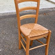 Chaise de bureau bois massif blond et paille Louis Philippe