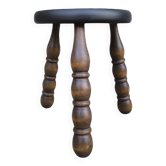 Turned wooden tripod stool